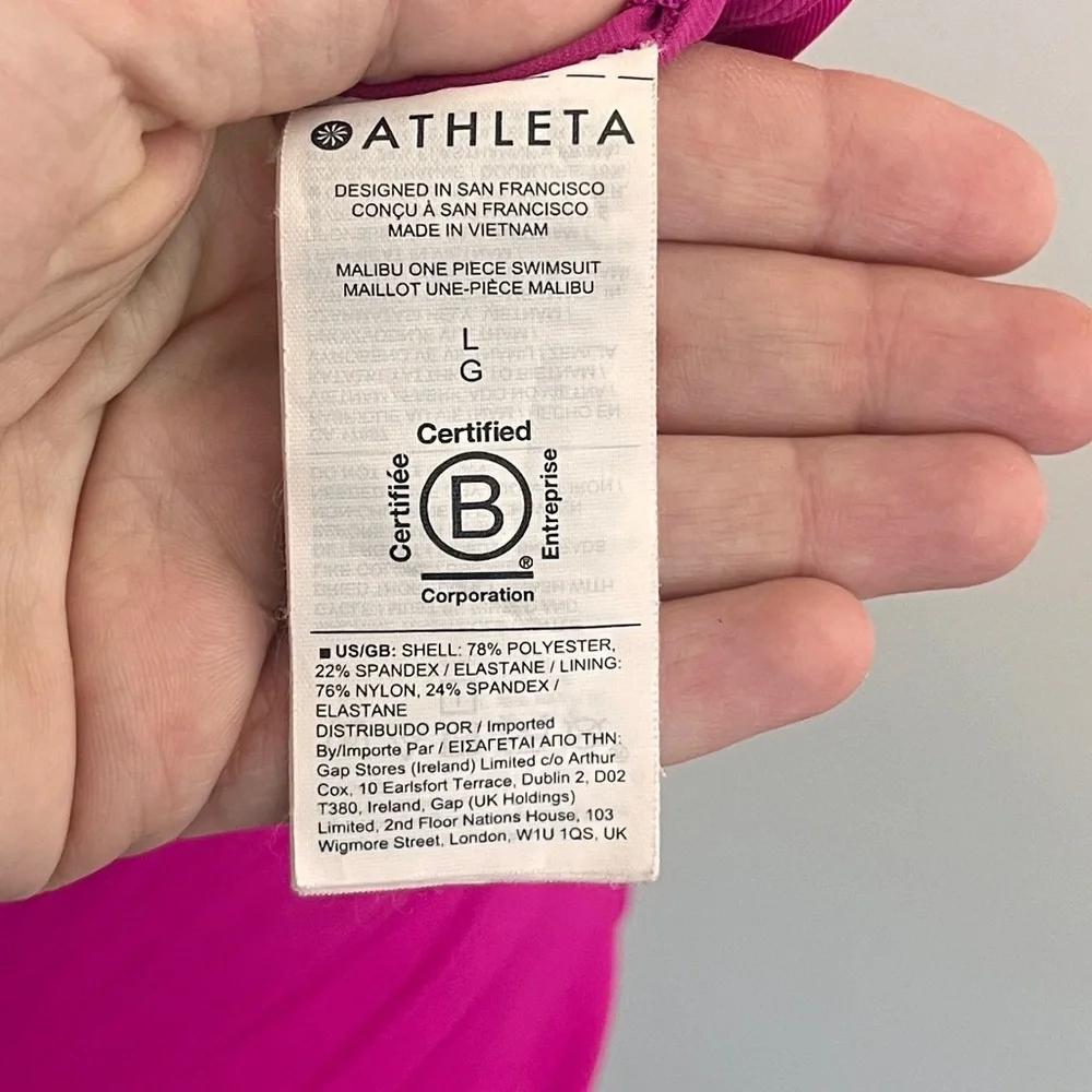 Athleta Malibu One Piece Swimsuit Pink‎ Sz L